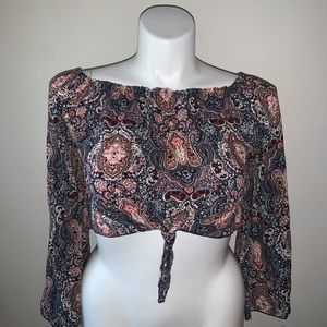 Windsor Paisley Crop Top Blouse Size M